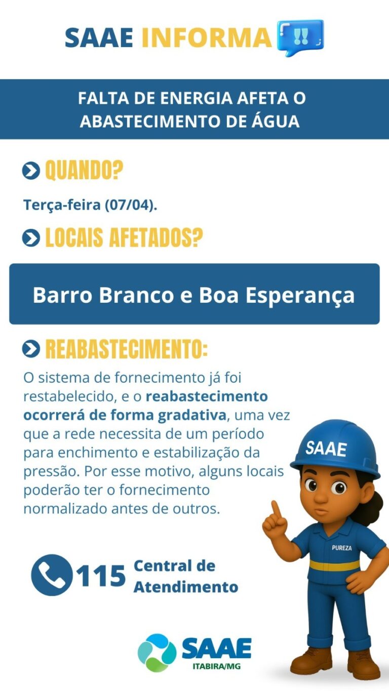 Falta de energia afeta abastecimento nos bairros Barro Branco e Boa Esperança nesta terça-feira (07/04)