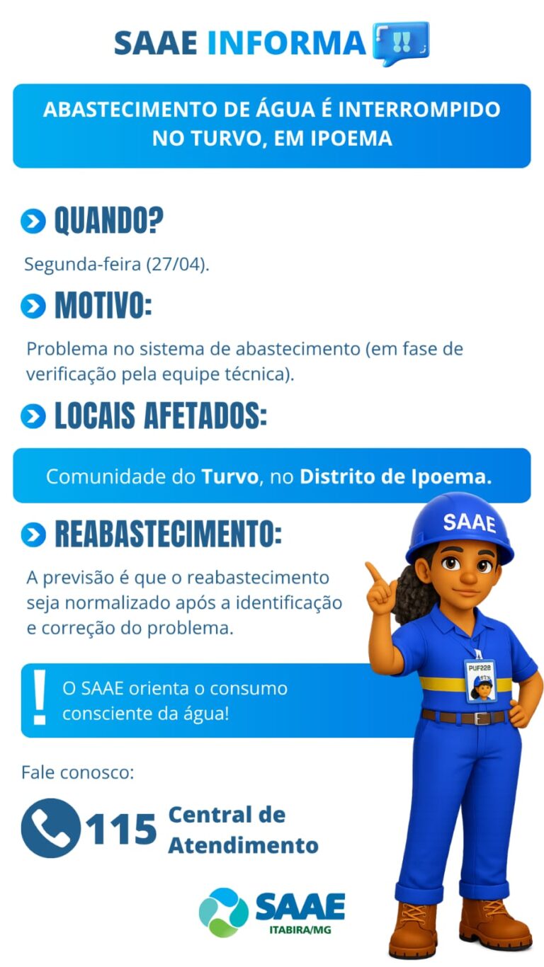 Abastecimento de água é temporariamente interrompido na comunidade do Turvo, no Distrito de Ipoema
